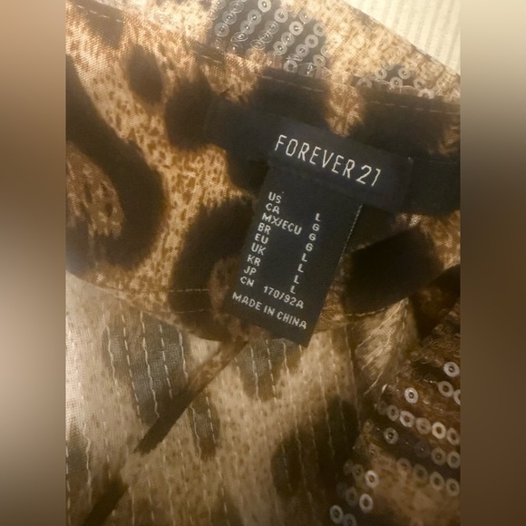Forever 21 Leopard Print Sequin Cami Top L | Party Club Y2K Animal Print - Picture 3 of 8